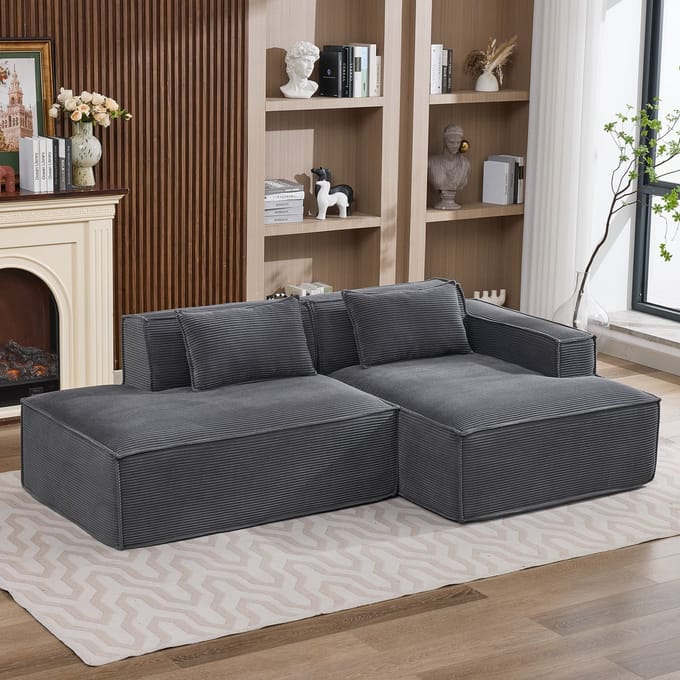 MODFU Bank - Compact Ontwerp - Modern - Voor Woonkamer Of Kantoor - Polyester - Grijs - 235 Cm
