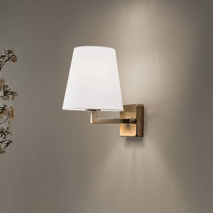 Opviq Wandlamp profiel, goud/wit, metaal/stof, hoogte 30 cm