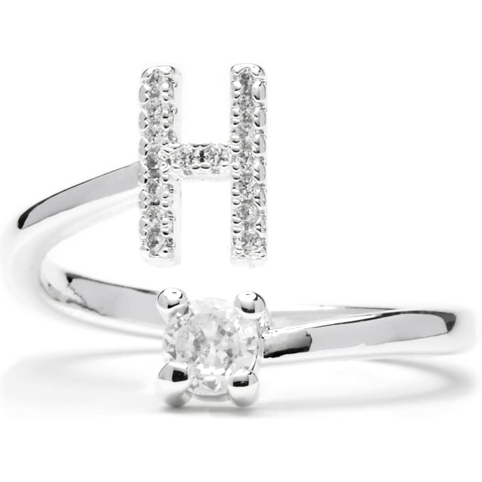 Luxenter Ring met glanzende zirkonia, zilveren afwerking - Alphabet