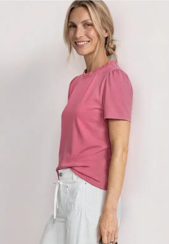Shirt met ronde hals en ruches