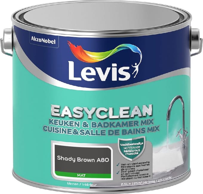 Levis - Easyclean Keuken & Badkamer Mix - Shady Brown A80 - Mengverf - 2,5 L