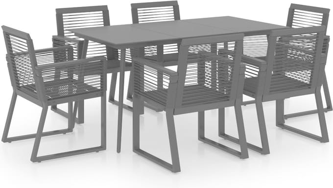vidaXL - 7-delige - Tuinset - PVC-rattan - zwart