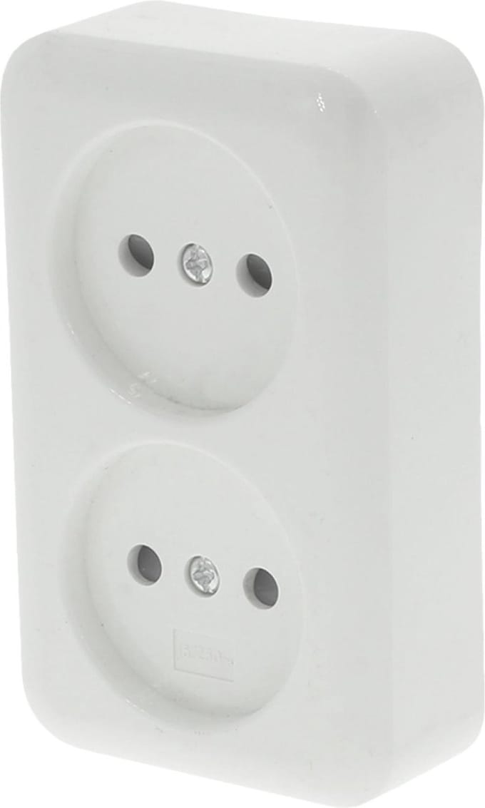 Q-LINK - Wandcontactdoos - Opbouw - Dubbel Stopcontact - Kinderbeveiliging - Polarwit