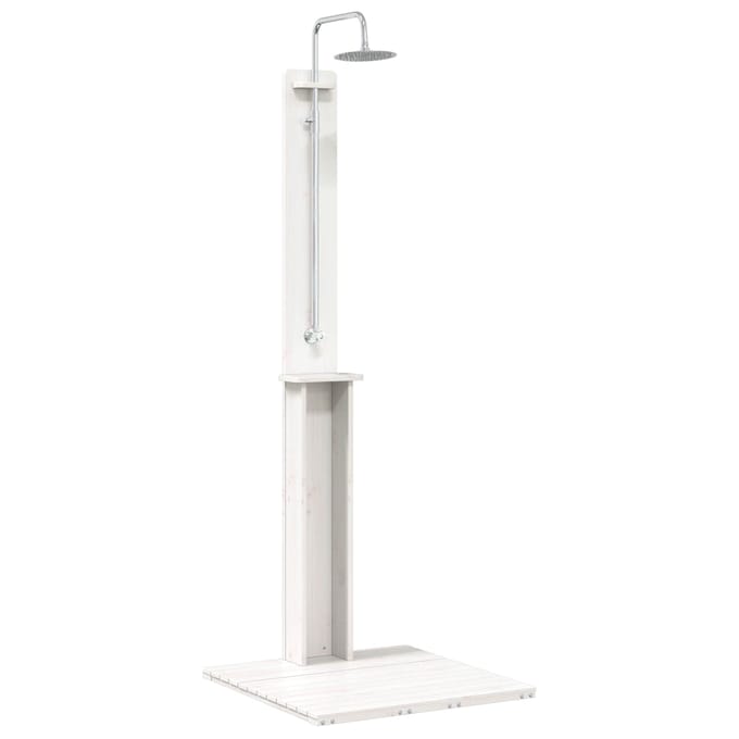 vidaXL Buitendouche 206 cm Massief grenenhout en roestvrij staal Wit