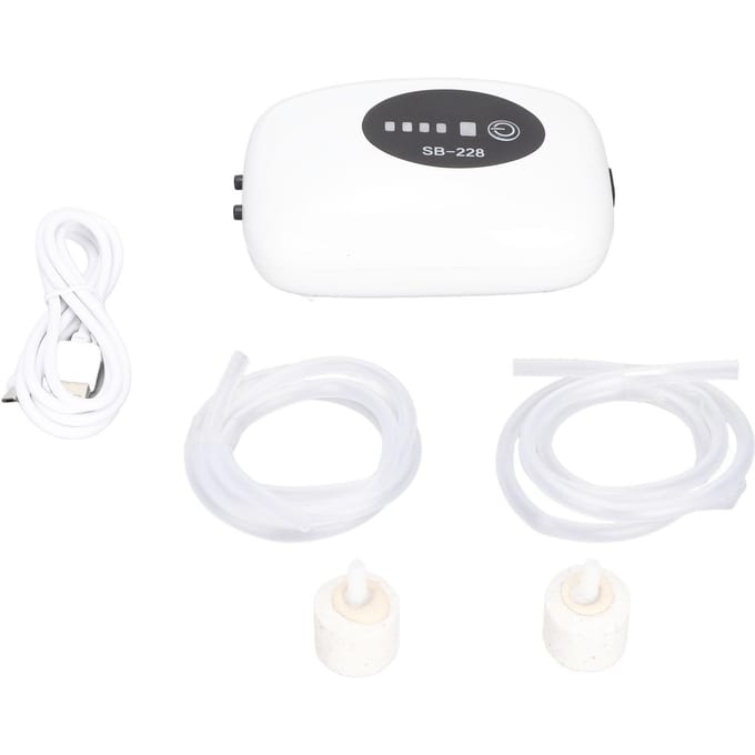 Vistank Zuurstofpomp USB Oplaadbaar Stille Dubbel Gat Mini Aquarium Luchtpomp voor Binnenvissen white