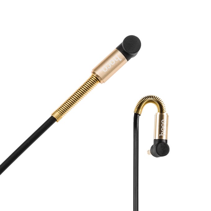 HOCO UPA02 Spring  - AUX Audiokabel - 3,5mm naar 3,5mm Jack - Buigbare Connector - 1 meter - Zwart