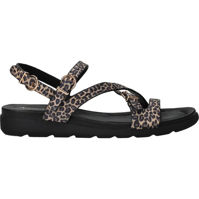 Tamaris Sandalen bruin Panterprint Suède - Maat 37