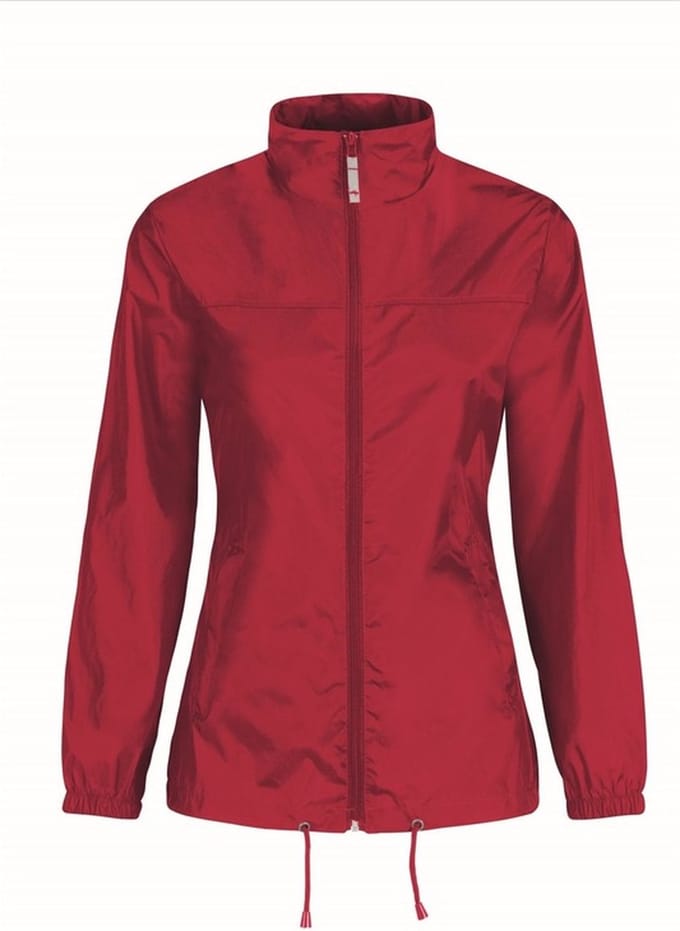 B&C Windbreaker - rood - Sirocco windjas - met capuchon - dames S Rood