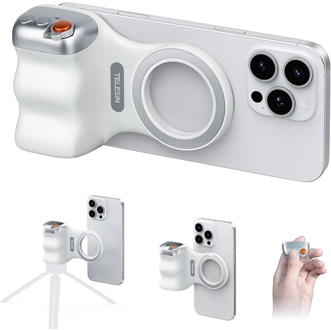 Magnetic Grip Cameragreep - Bluetooth - Telefoon Grip - Wit