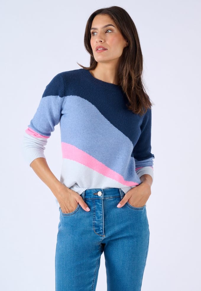 Damart - Trui kleurrijk - Dames - Blauw - M