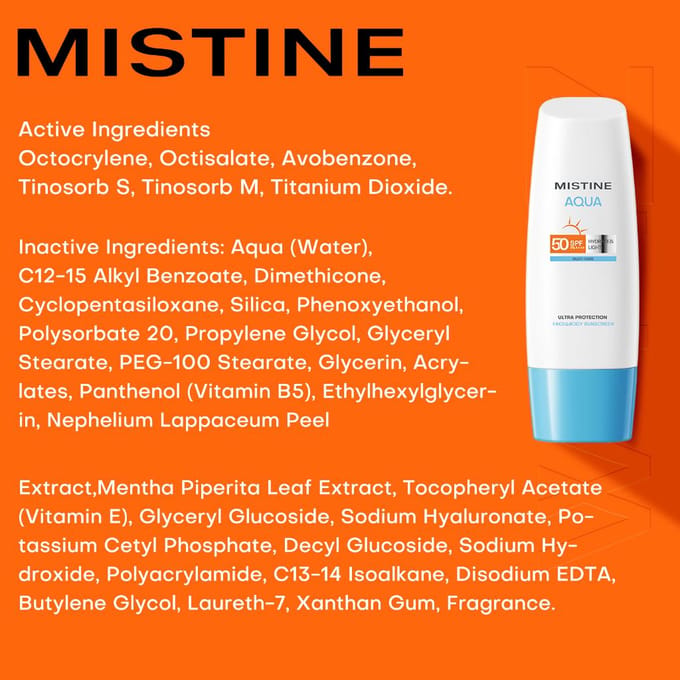 Mistine Aqua Base Ultra Protection Hydrating Face Body Sunscreen SPF50 PA++++ 70 ml. 70 ml. white
