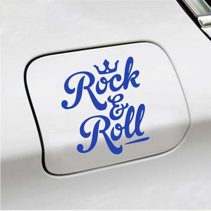 Bumpersticker - Rock & Roll - 11,3 X 13 - Blauw