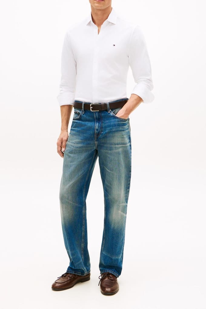 Tommy Hilfiger Cl Knitted Solid Shi White Größe: 40 | Casual hemden Outlet | Herren | Weiß
