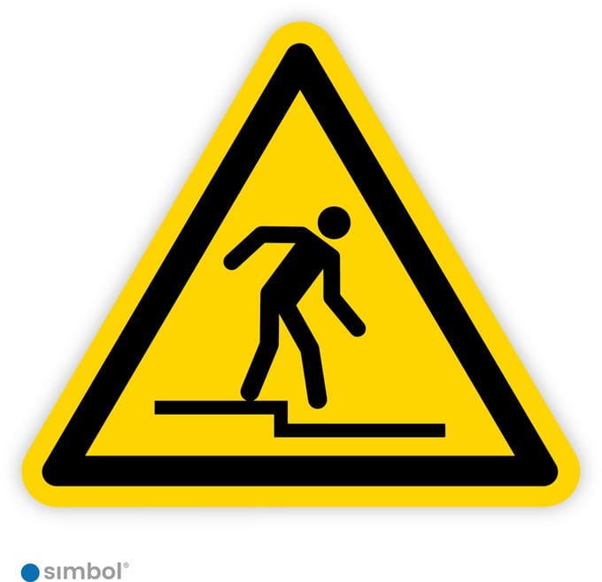 Simbol® - Bordjes Afstapje (W070) - 2 mm. dik Polystyreen (voor binnen) - Formaat ▲ 30 x 30 x 30 cm.