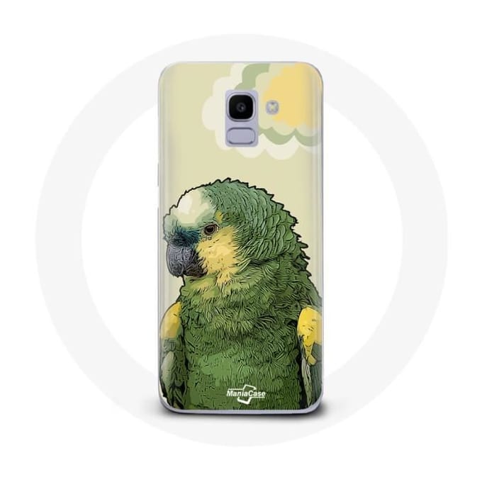 Coque - MANIACASE - Samsung Galaxy A8 2018 - Souple - Vert - Motif Perroquets vert