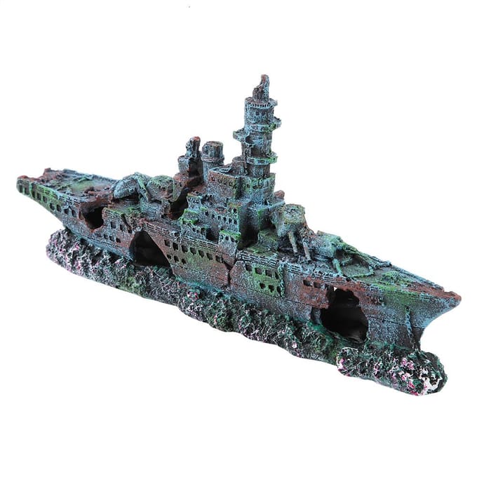 Simulation résine cacher bateau Aquarium ornements décor black