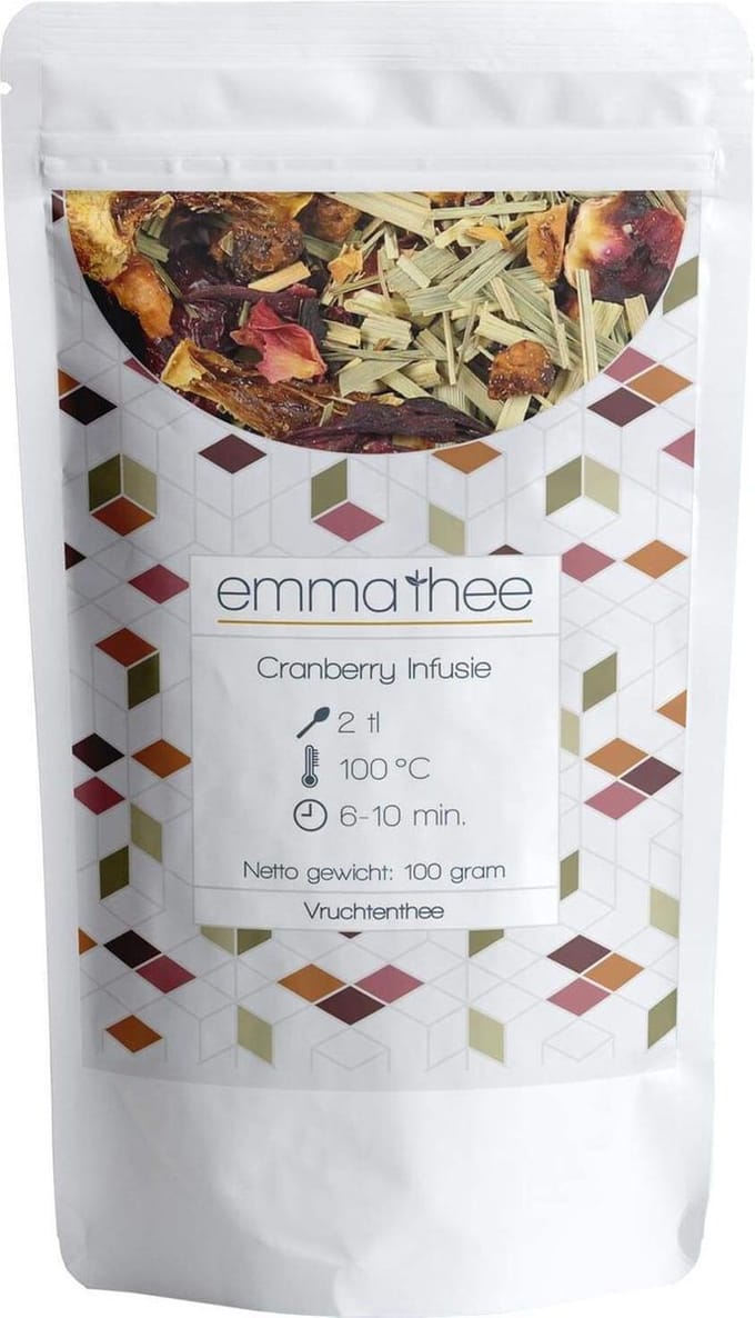 Vruchtenthee Cranberry 100 Gram - Losse Thee - Puur & Natuurlijk - Intens Fruitig