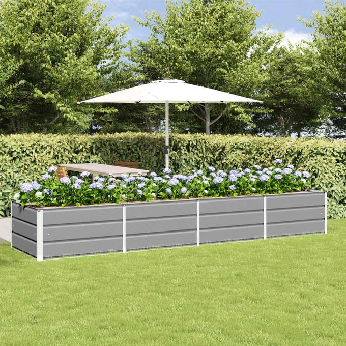 vidaXL - Plantenbak - Lichtgrijs - 320 - x - 80 - x - 45 - cm - Staal
