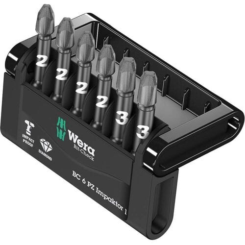 Wera Mini-Check Impaktor 3 05057692001 Bitset 6-delig Kruiskop Pozidriv Impactor technologie