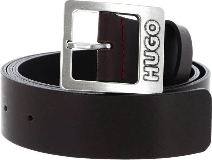 HUGO Riem Gabe Sz35 Leather Belt W100 Dark Brown Donkerbruin