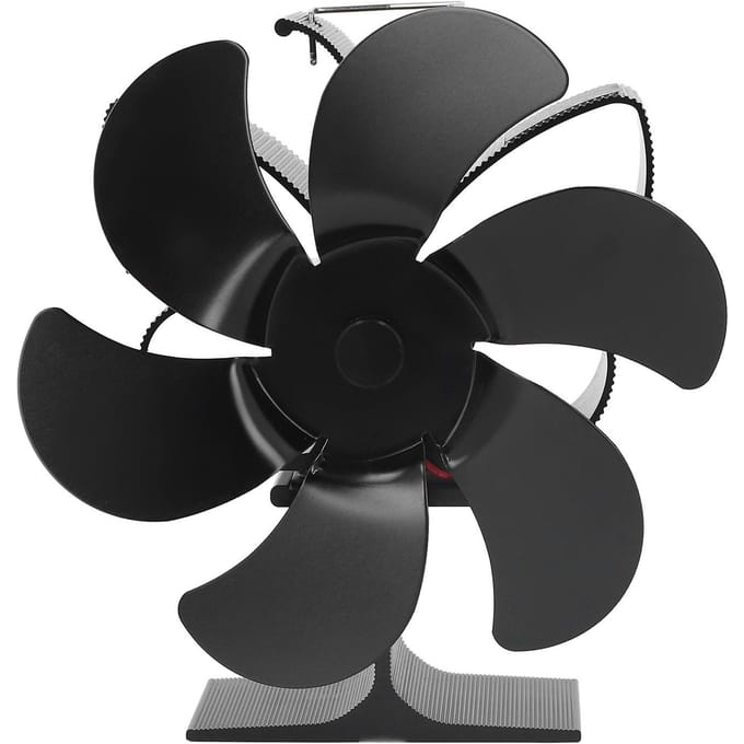 6 Blads Kachelventilator Zelfstartend Hoge Temperatuurbestendigheid en Energie-efficiëntie Warmte-aangedreven Ventilator black