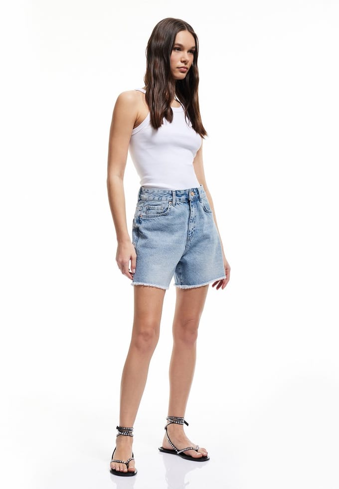 Denim Shortslengte (halverwege de kuit) Jeansshorts