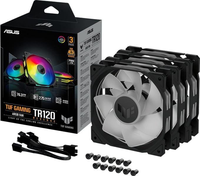 ASUS TUF GAMING TR120 REVERSE 3-pack - Case ventilator - 120mm - Black - 29 dBA