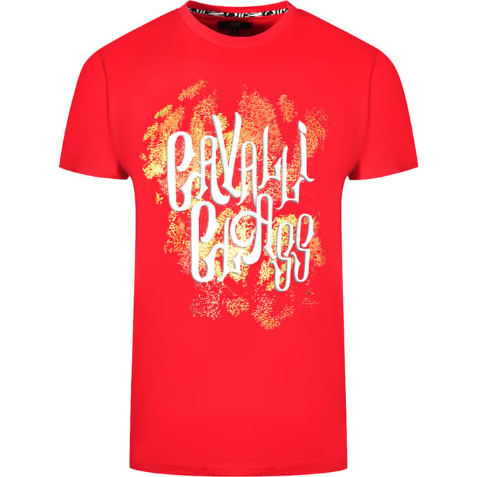 Cavalli Class Bold Logo Rode T-Shirt
