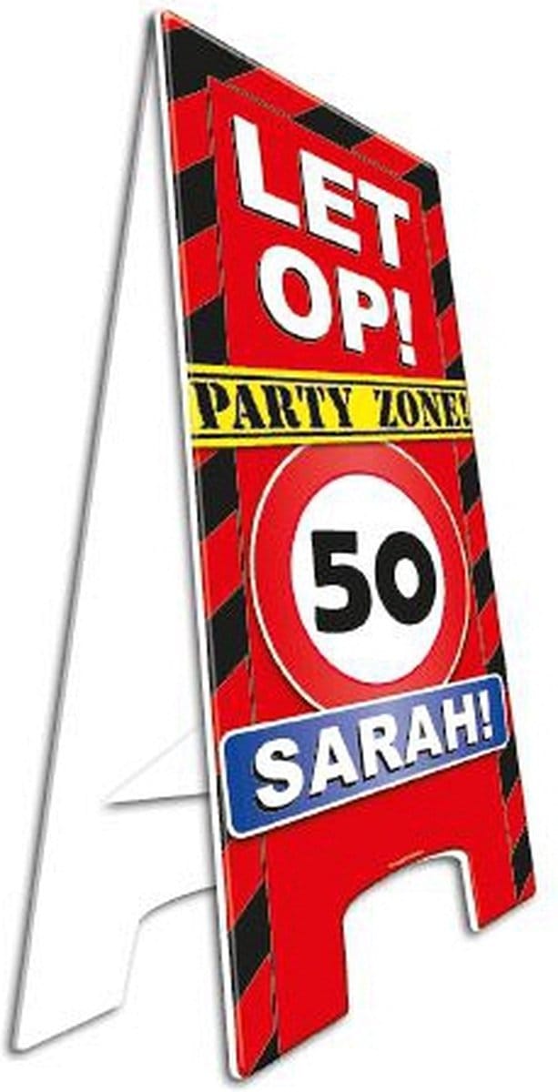 50 jaar Sarah leeftijd versiering Waarschuwingsbord - 58 cm - stopbord - feestartikelen - versiering