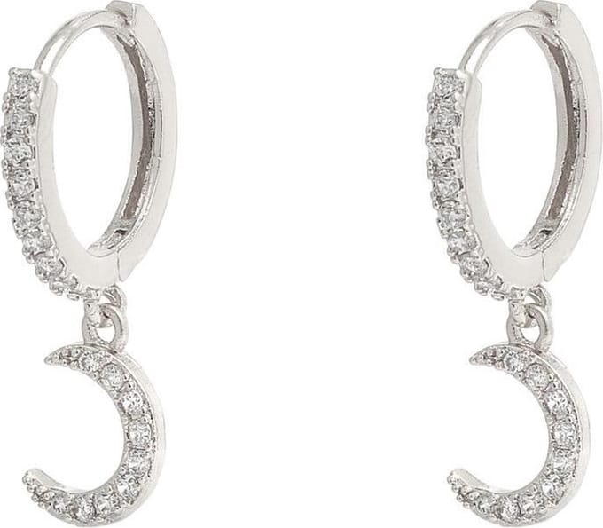 Yehwang Oorbel strass maan zilver