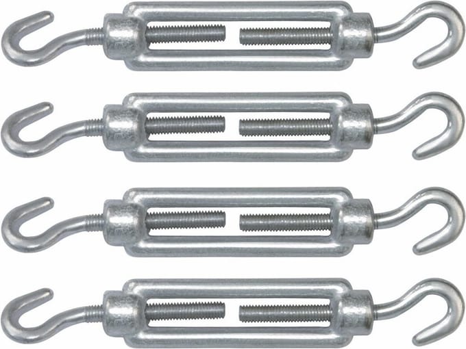 AMIG Spanschroeven/draadspanner met haak/haak - 4x - 7cm - verzinkt staal - 100kg - M5 schroefdraad