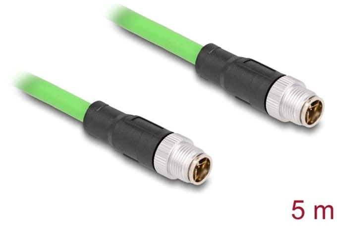 Delock 80439 M12 Netwerkkabel, patchkabel Kabel SF/UTP 5.00 m Groen Afgeschermd (dubbel) 1 stuk(s)