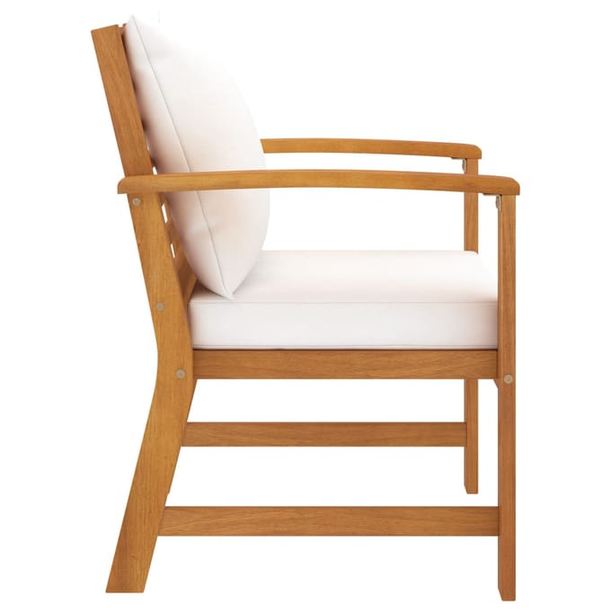 vidaXL - Tuinstoelen - 2 - st - met - crèmekleurig - kussen - massief - acaciahout