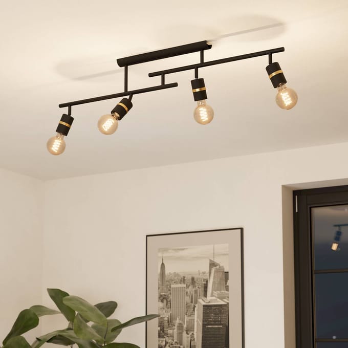 EGLO Lurone Plafondlamp - E27 - 100 cm - Zwart|Koper