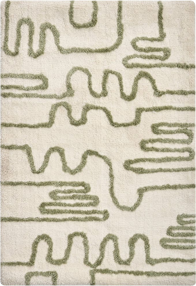 DAHARL - Badmat - Beige/Groen - 60 x 90 cm - Stof