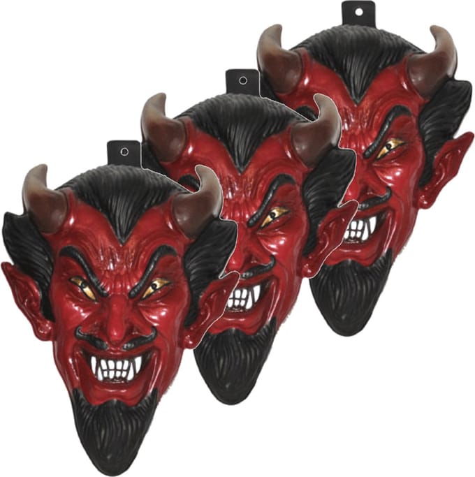 3x stuks halloween/Horror party plastic duivel wand/muur versiering masker