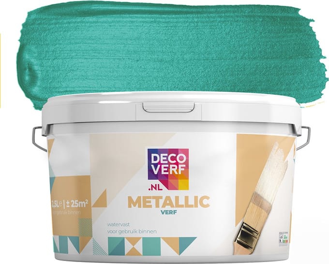 Decoverf metallic verf azuurgroen, 2.5L