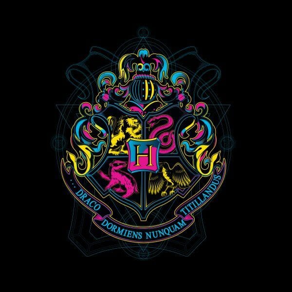 Harry Potter Hogwarts Neon Crest dames t-shirt - Zwart - M
