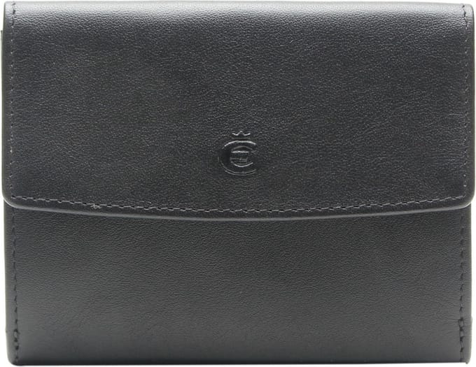 Esquire Leren Portemonnee Logo Pocket Wallet Black Zwart