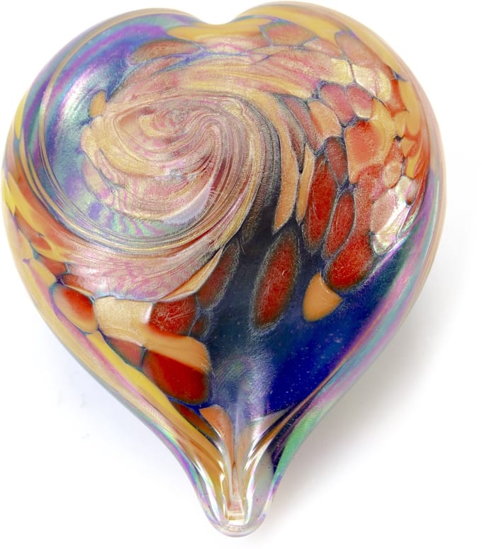 Loranto - Mini Urn Hart - Blauw/Kleur - Kleine Urnen - Glasurn