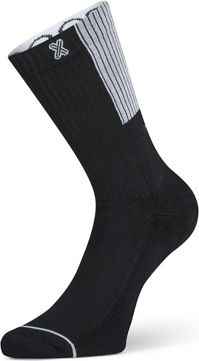XPOOOS - Essential Graphics Dames bamboe Sokken - Badstof zool - 1-Pack - Maat 35/38 - Rib zwart