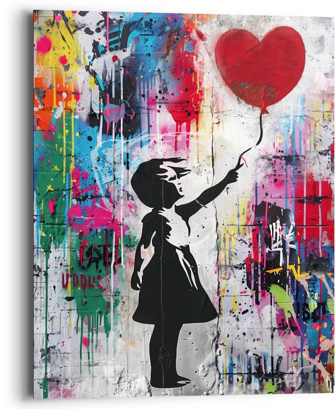 Schilderij Graffiti ballon - 50 x 40 - Hout - REINDERS