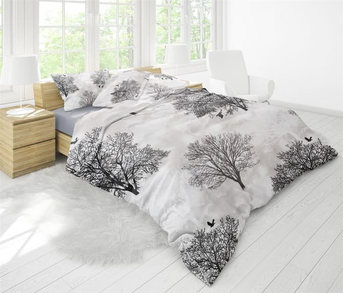 Lubna Home DEKBEDOVERTREKSET TWEEPERSONS 200X200/220 CM -2 KUSSENSLOOP 60X70 CM-THREE GRIJS
