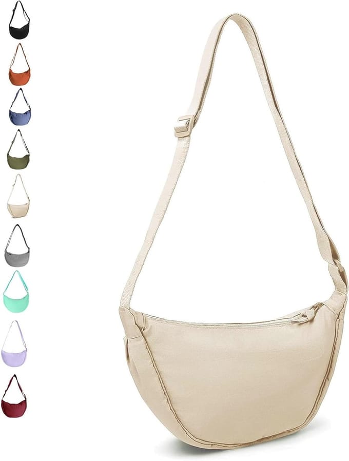 Dames nylon crescent bag, schoudertas met verstelbare band, praktische dumpling tas voor dagelijks gebruik