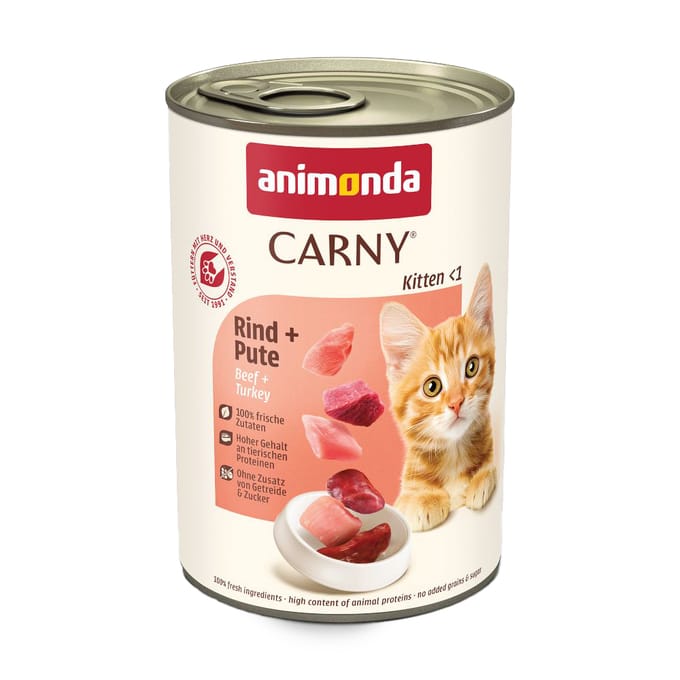 12 x 400 g Rund & Kalkoen Kitten animonda Carny kattenvoer
