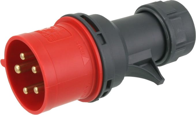 CEE stekker 32A - 5 polig - rood - IP44 - kunststof - schroefklem