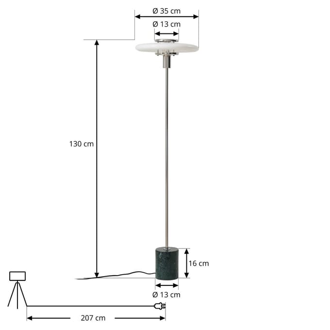 Lindby - vloerlamp - 1licht - Glas, marmer - H: 130 cm - E27 - wit, groen
