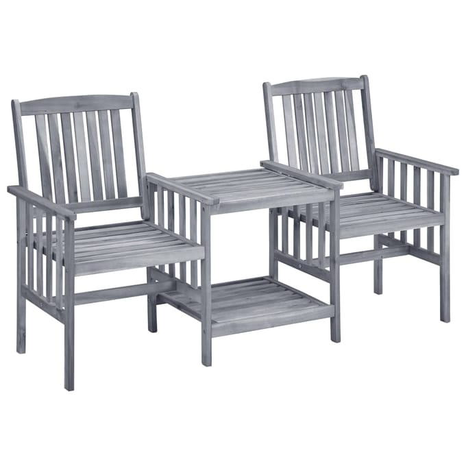 vidaXL - Tuinstoelen - met - tafeltje - en - kussens - massief - acaciahout