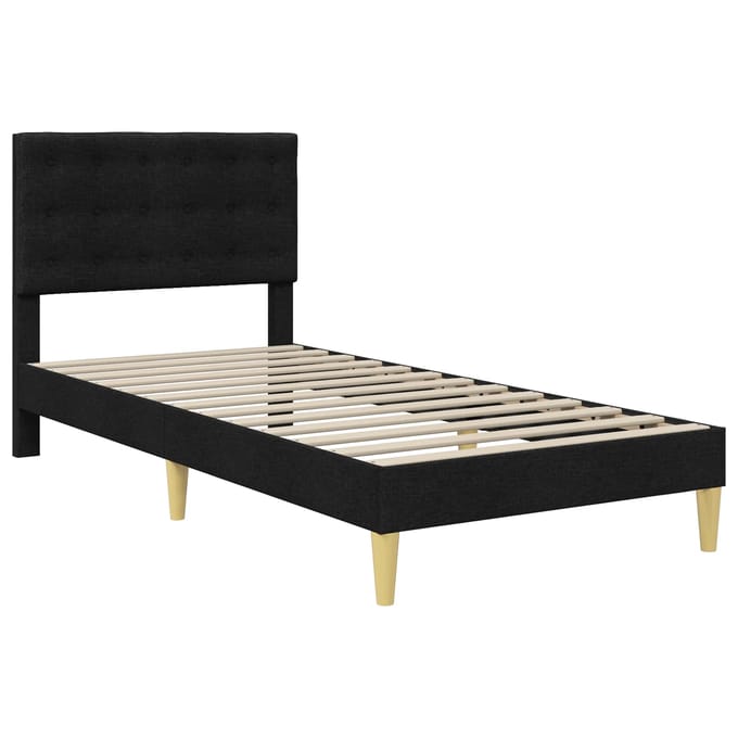vidaXL - Bedframe - met - hoofdeinde - Zwart - 100 - x - 200 - cm - Stof