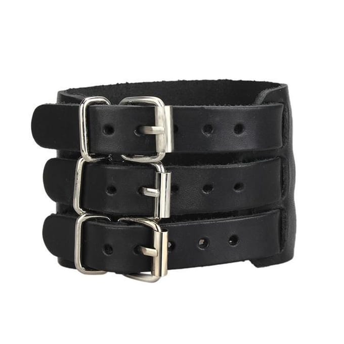 Extra Brede Armband - Leren Armband - Zwart